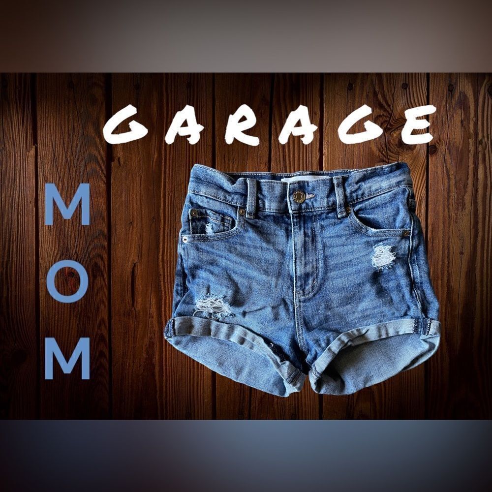 Garage L Mom L High-Rise L Stretch L Medium Denim L Distressed L Rolled Hem L 00